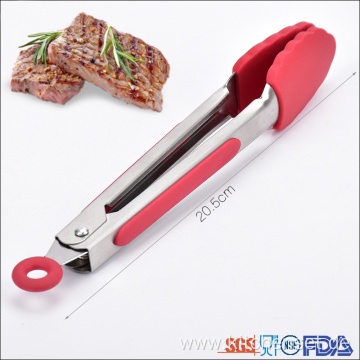 7 inch Stainless steel handles silicone tongs